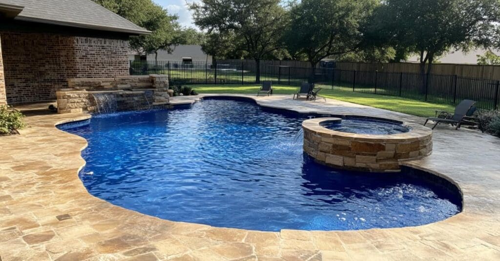 pool with spa, concept time for pool remodeling.