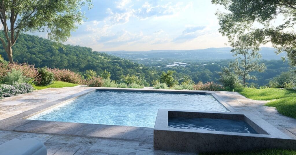 geometric pool with spa, concept of 11 Custom Pool and Spa Ideas for Your Texas Backyard