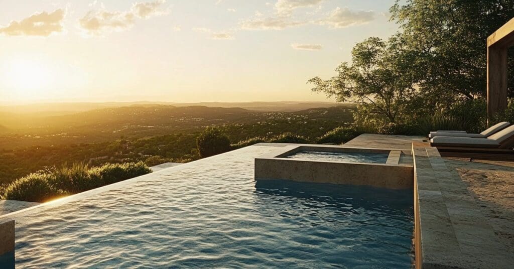 Infinity pool and spa, concept of 11 Custom Pool and Spa Ideas for Your Texas Backyard