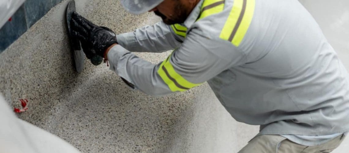 Backyard Pool Service Specialist replastering pool